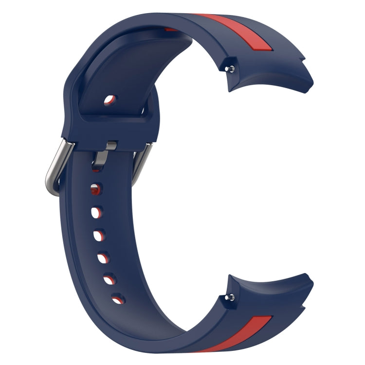 For Samsung Galaxy Watch 7 40 / 44mm Two Color Stripe Silicone Watch Band(Blue Red)