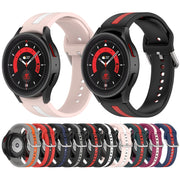 For Samsung Galaxy Watch FE 40mm Two Color Stripe Silicone Watch Band(Black Blue)
