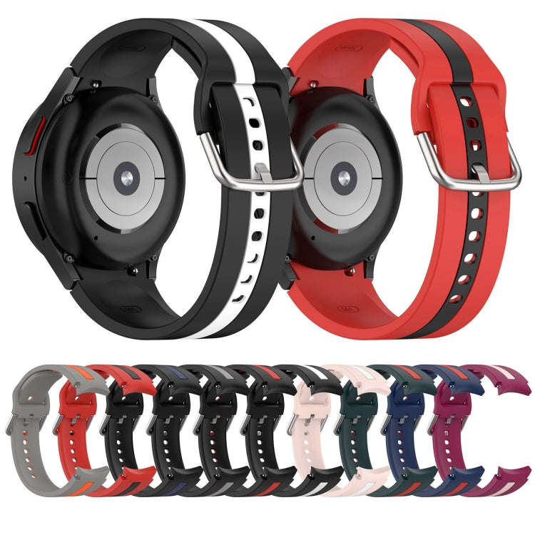 For Samsung Galaxy Watch 7 40 / 44mm Two Color Stripe Silicone Watch Band(Blue Red) - free shipping - PMc TechLife - Order now!