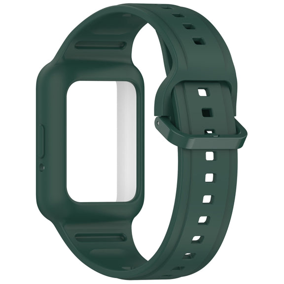 For  Huawei Band 9 NFC Two Color Frame Integrated Silicone Watch Band(Dark Green)