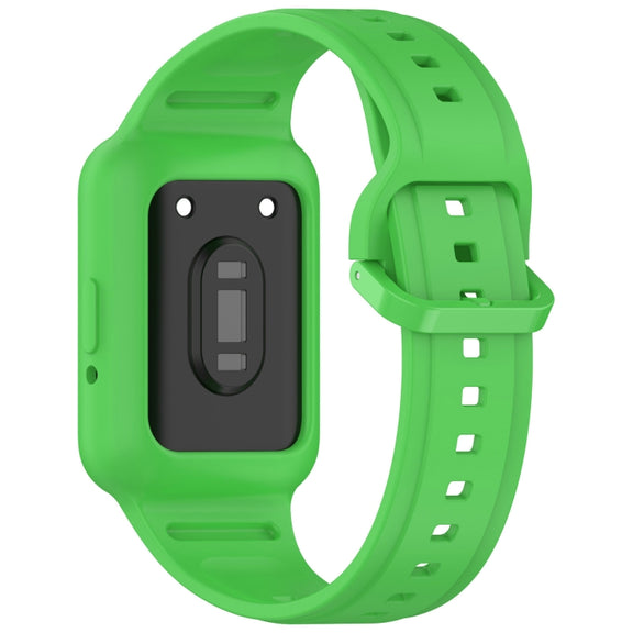 For  Huawei Band 9 Two Color Frame Integrated Silicone Watch Band(Fluorescent Green)