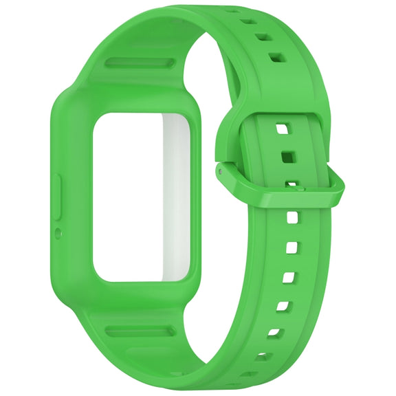 For  Huawei Band 9 Two Color Frame Integrated Silicone Watch Band(Fluorescent Green)