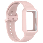 For  Huawei Band 9 Two Color Frame Integrated Silicone Watch Band(Light Pink)