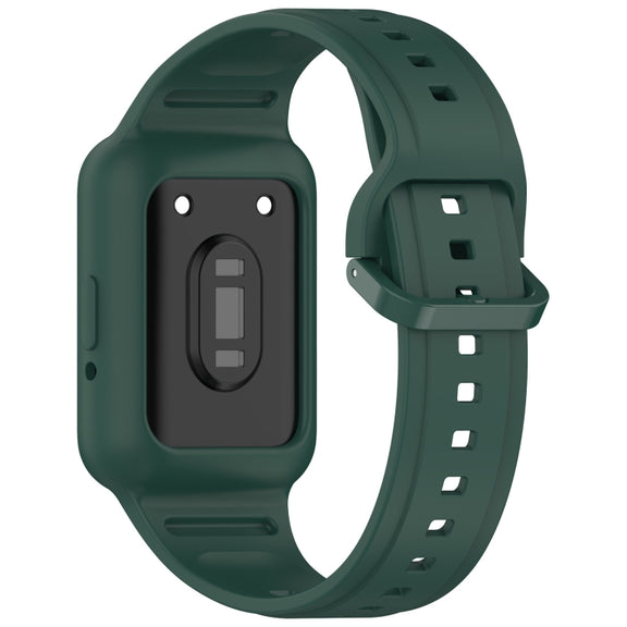 For  Huawei Band 9 Two Color Frame Integrated Silicone Watch Band(Dark Green)