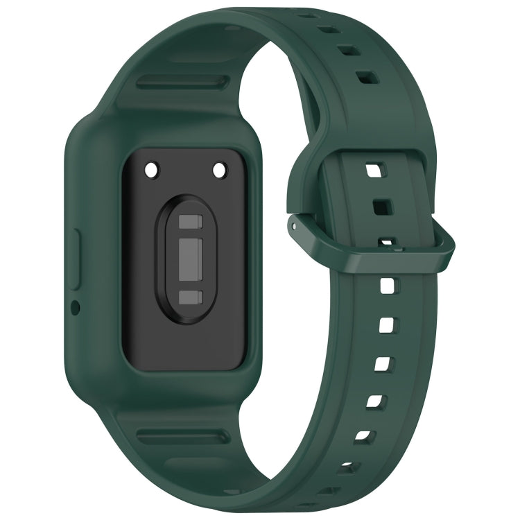 For  Huawei Band 9 Two Color Frame Integrated Silicone Watch Band(Dark Green)
