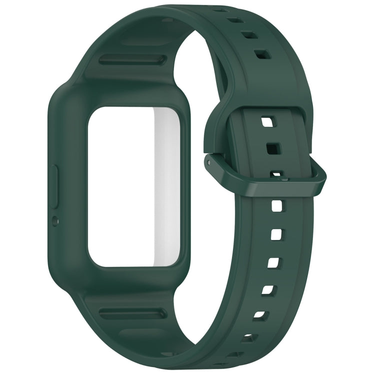 For  Huawei Band 9 Two Color Frame Integrated Silicone Watch Band(Dark Green)