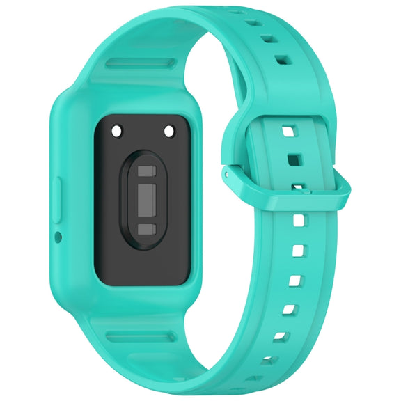 For  Huawei Band 8 NFC Two Color Frame Integrated Silicone Watch Band(Cyan)