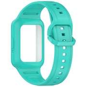 For  Huawei Band 8 NFC Two Color Frame Integrated Silicone Watch Band(Cyan)