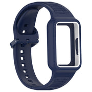 For  Huawei Band 8 Two Color Frame Integrated Silicone Watch Band(Midnight Blue)