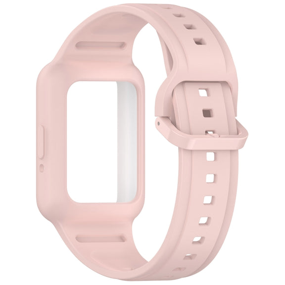 For  Huawei Band 8 Two Color Frame Integrated Silicone Watch Band(Light Pink)
