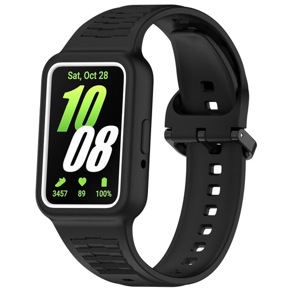 For  Huawei Band 8 Two Color Frame Integrated Silicone Watch Band(Black)