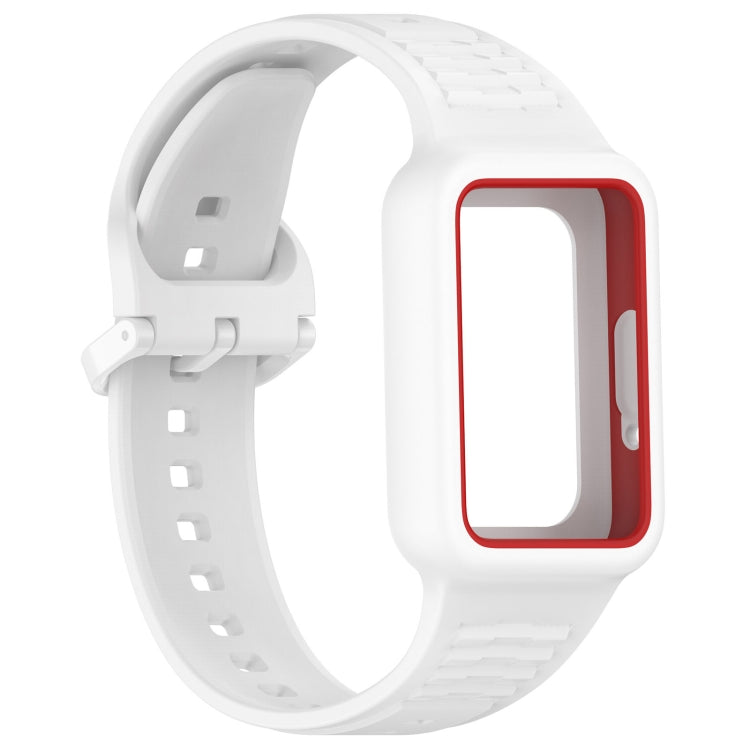 For  Huawei Band 8 Two Color Frame Integrated Silicone Watch Band(White)