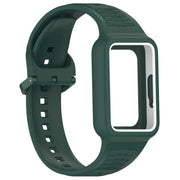 For  Huawei Band 8 Two Color Frame Integrated Silicone Watch Band(Dark Green)