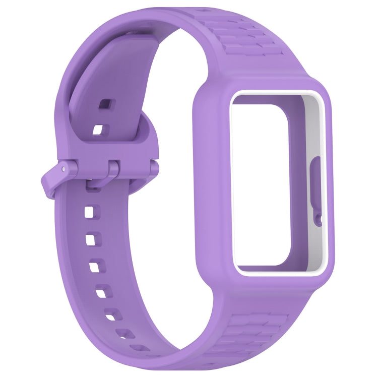 For  Huawei Band 8 Two Color Frame Integrated Silicone Watch Band(Purple)