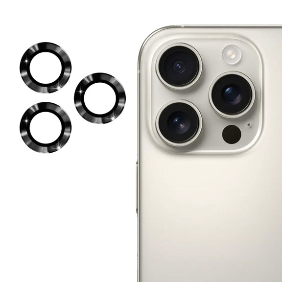 For iPhone 16 Pro / 16 Pro Max ENKAY 9H Rear Lens Aluminium Alloy Tempered Glass Film(Black)