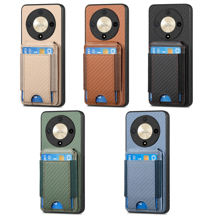 For Honor Magic6 Pro Carbon Fiber Vertical Flip Wallet Stand Phone Case(Brown)
