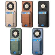 For Honor Magic6 Pro Carbon Fiber Vertical Flip Wallet Stand Phone Case(Black)