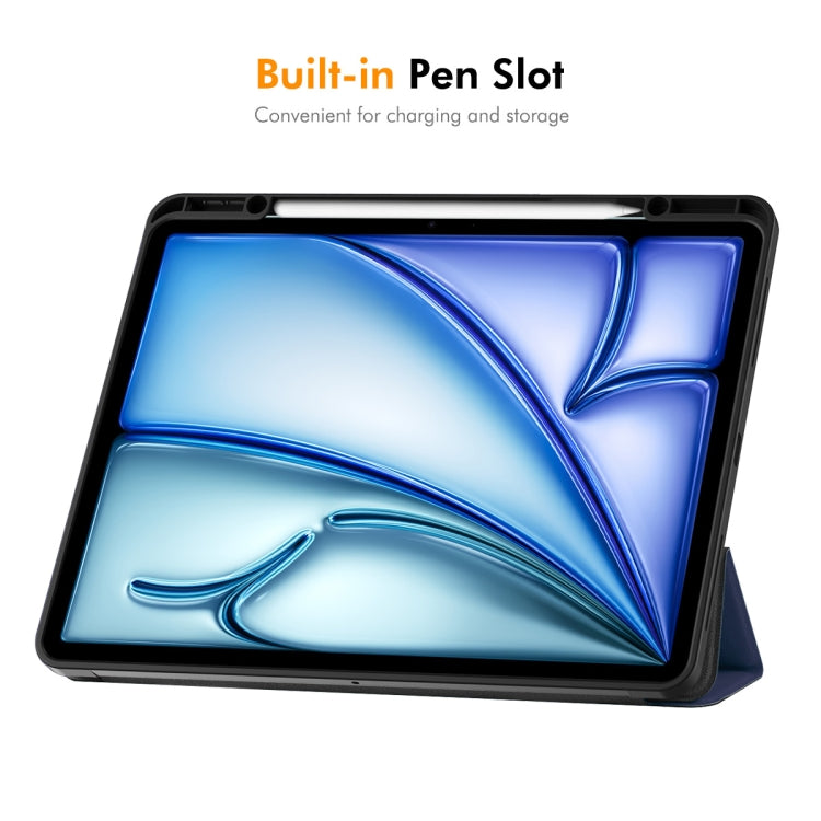 For iPad Air 13 2024 ENKAY Tri-fold Custer Texture TPU Leather Smart Tablet Case with Pen Slot(Black) - free shipping - PMC TechLife - Order now!