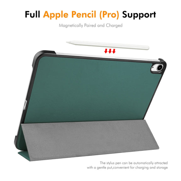For iPad Air 13 2025 / 2024 ENKAY Tri-fold Custer Texture Plastic Leather Smart Tablet Case(Black)