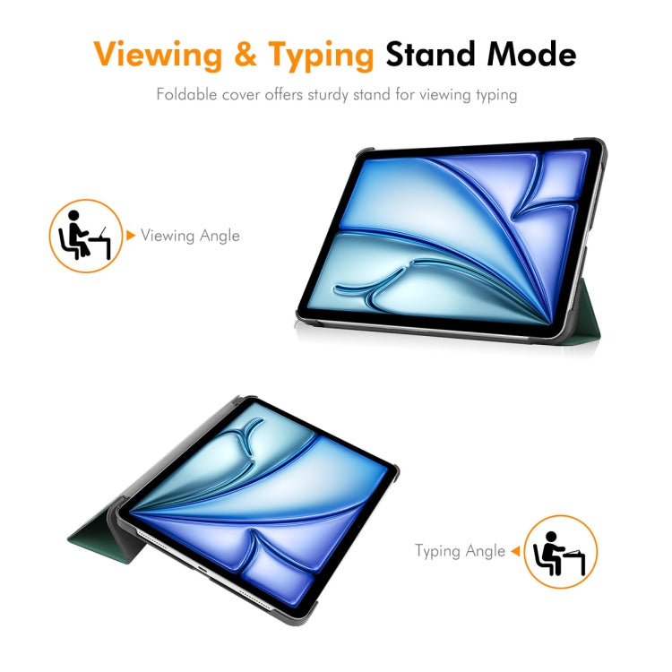 For iPad Air 13 2025 / 2024 ENKAY Tri-fold Custer Texture Plastic Leather Smart Tablet Case(Dark Blue) - iPad Air 13 2025 / 2024 Cases by ENKAY | Online Shopping South Africa | PMC TechLife | Buy Now Pay Later Mobicred