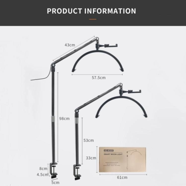 D-M30X 23 inch Half Moon Shape Beauty Manicure Lamp Curved Fill Light, Plug:US Plug - Selfie Light by PMC TechLife | Online Shopping South Africa | PMC TechLife | Buy Now Pay Later Mobicred