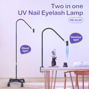 HD-AL20 Aluminum Alloy Beauty UV Lamp for Eyelash Extensions Nail Salon Foot Pedal Control(White)
