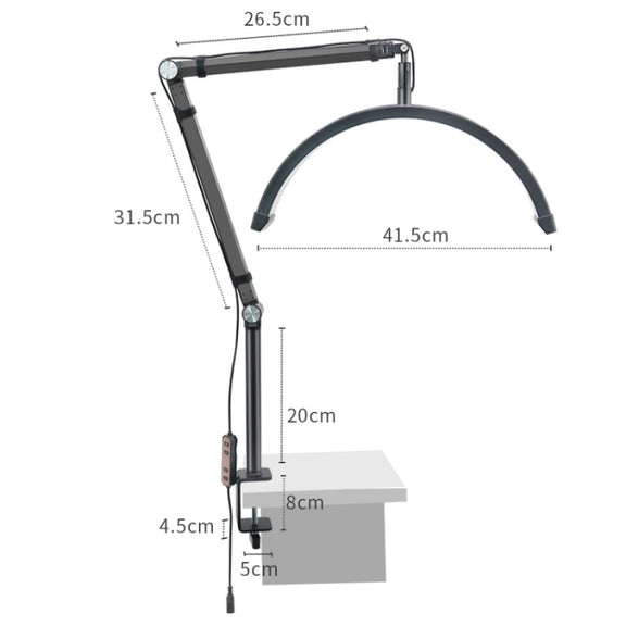 HD-M3X Pro 16 inch Adjustable Brightness Beauty Light Half Moon Light Eyelash Tech Lamp, Plug:US Plug(White)