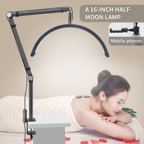 HD-M3X Pro 16 inch Adjustable Brightness Beauty Light Half Moon Light Eyelash Tech Lamp, Plug:US Plug(White)