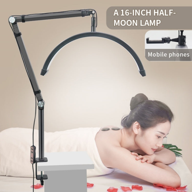 HD-M3X Pro 16 inch Adjustable Brightness Beauty Light Half Moon Light Eyelash Tech Lamp, Plug:US Plug(White)