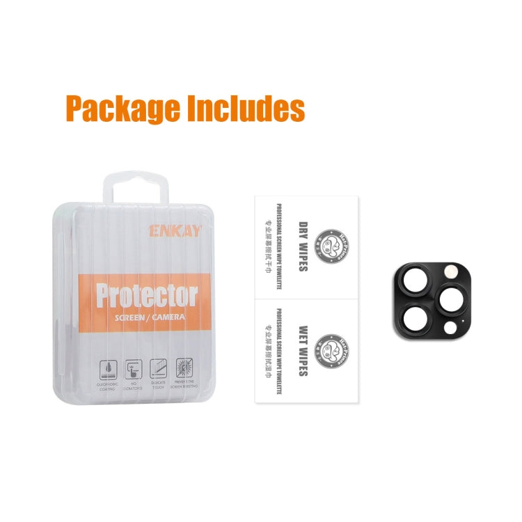 For iPhone 16 Pro / 16 Pro Max ENKAY Anti-reflection Camera Lens Aluminium Alloy Tempered Glass Film(Grey)