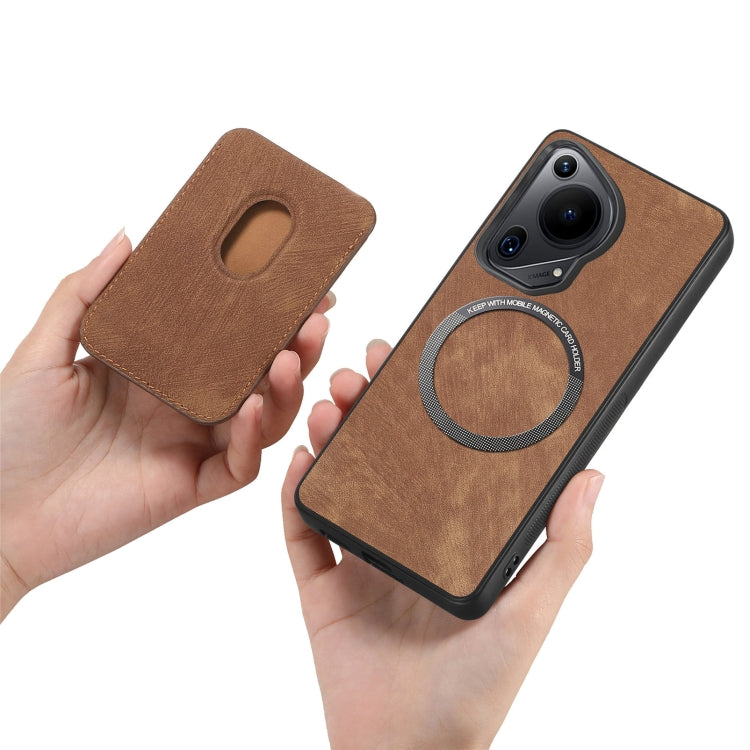 For Huawei Pura 70 Retro Leather Card Bag Magnetic Phone Case(Brown)