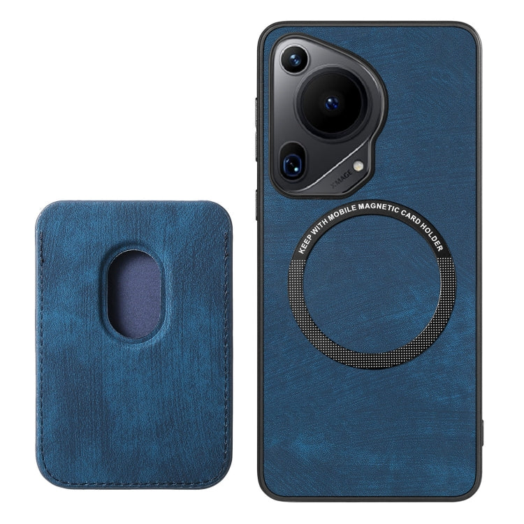 For Huawei Pura 70 Retro Leather Card Bag Magnetic Phone Case(Blue)