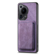 For Huawei Pura 70 Retro Leather Card Bag Magnetic Phone Case(Purple)
