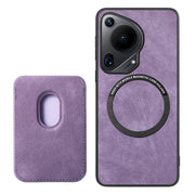 For Huawei Pura 70 Retro Leather Card Bag Magnetic Phone Case(Purple)