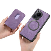 For Huawei Pura 70 Retro Leather Card Bag Magnetic Phone Case(Purple)