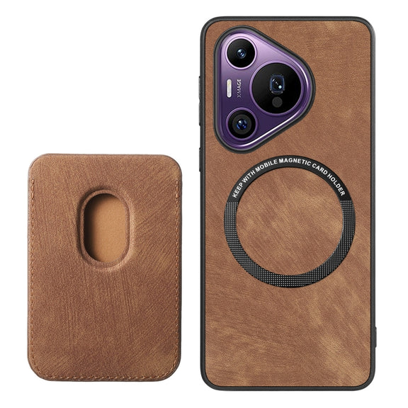 For Huawei Pura 70 Pro Retro Leather Card Bag Magnetic Phone Case(Brown)