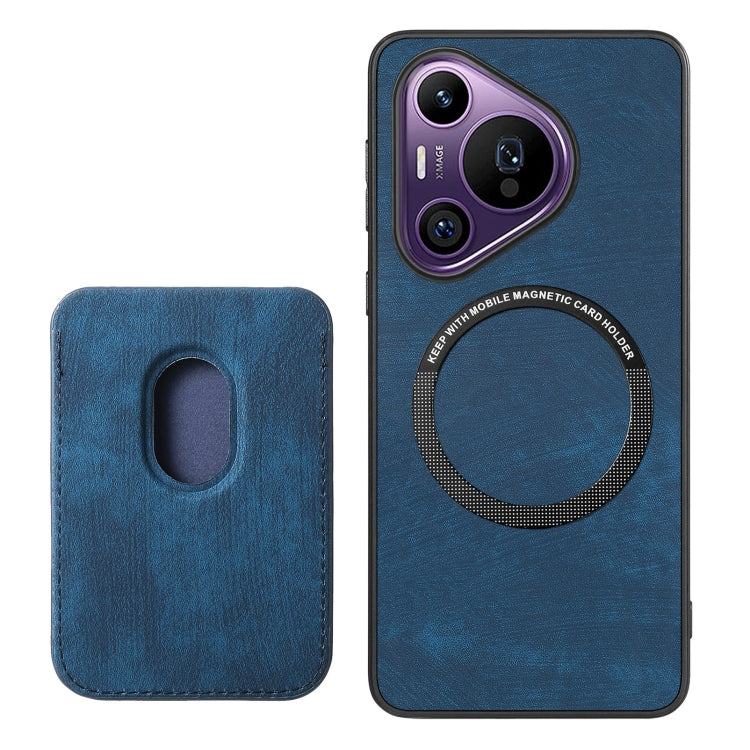 For Huawei Pura 70 Pro Retro Leather Card Bag Magnetic Phone Case(Blue)