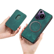 For Huawei Pura 70 Pro Retro Leather Card Bag Magnetic Phone Case(Green)