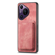 For Huawei Pura 70 Pro Retro Leather Card Bag Magnetic Phone Case(Pink)