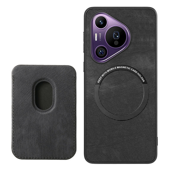For Huawei Pura 70 Pro Retro Leather Card Bag Magnetic Phone Case(Black)
