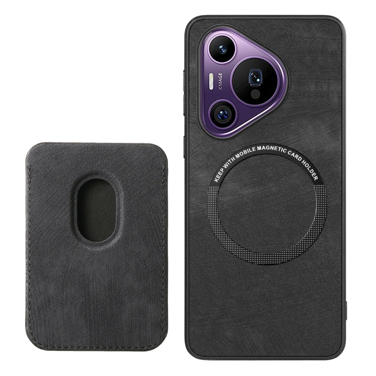 For Huawei Pura 70 Pro Retro Leather Card Bag Magnetic Phone Case(Black)