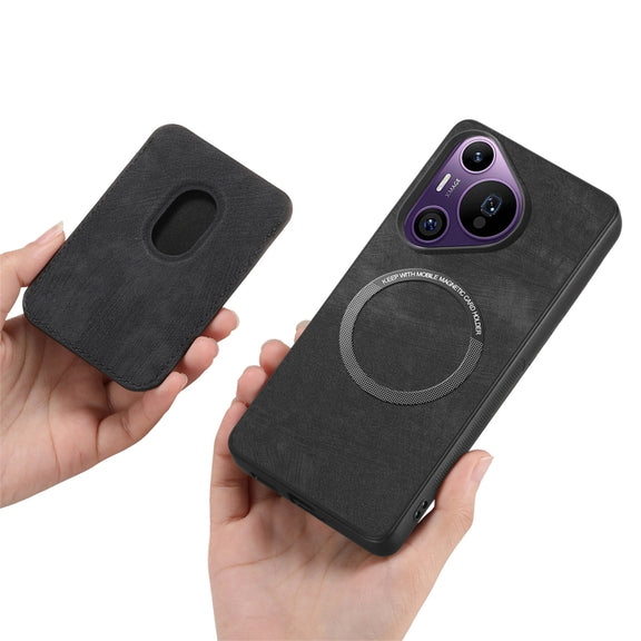 For Huawei Pura 70 Pro Retro Leather Card Bag Magnetic Phone Case(Black)