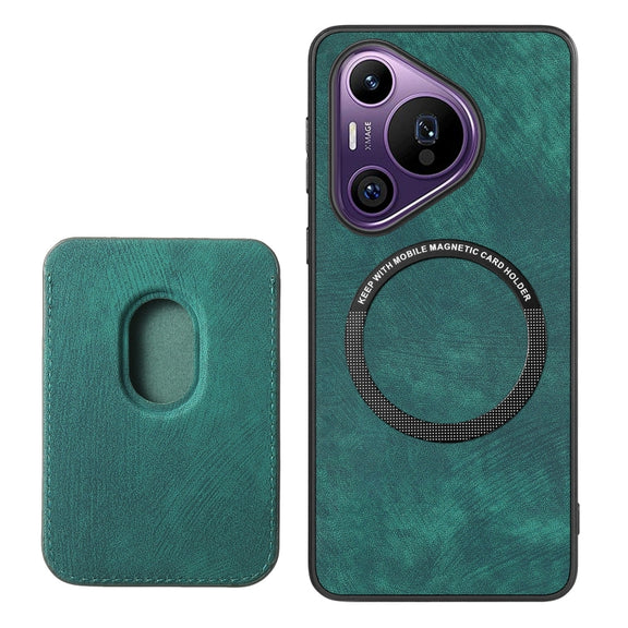 For Huawei Pura 70 Pro+ Retro Leather Card Bag Magnetic Phone Case(Green)