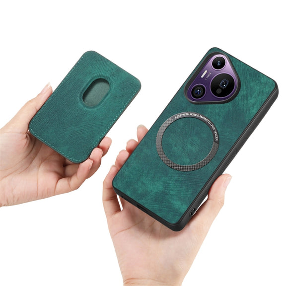 For Huawei Pura 70 Pro+ Retro Leather Card Bag Magnetic Phone Case(Green)