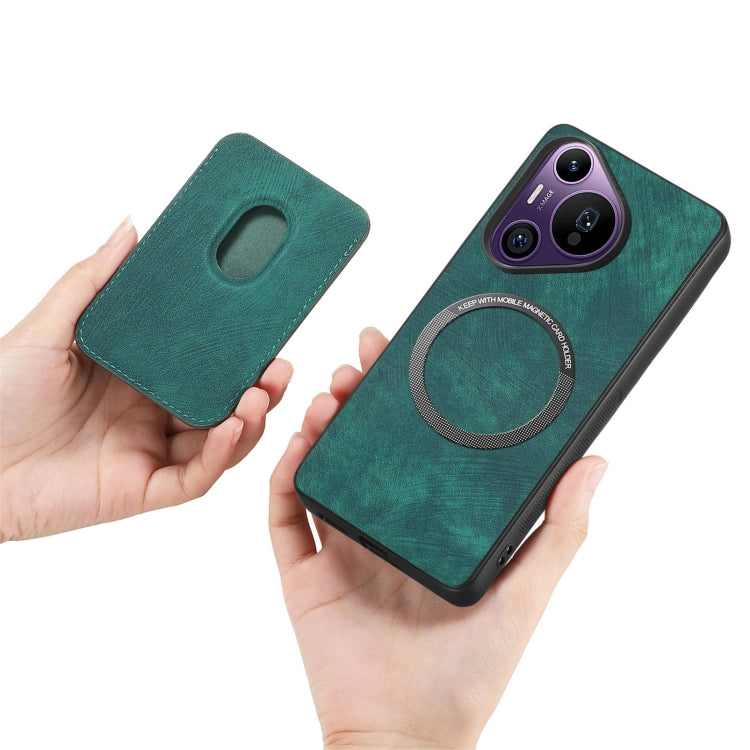 For Huawei Pura 70 Pro+ Retro Leather Card Bag Magnetic Phone Case(Green)