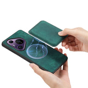 For Huawei Pura 70 Pro+ Retro Leather Card Bag Magnetic Phone Case(Green)