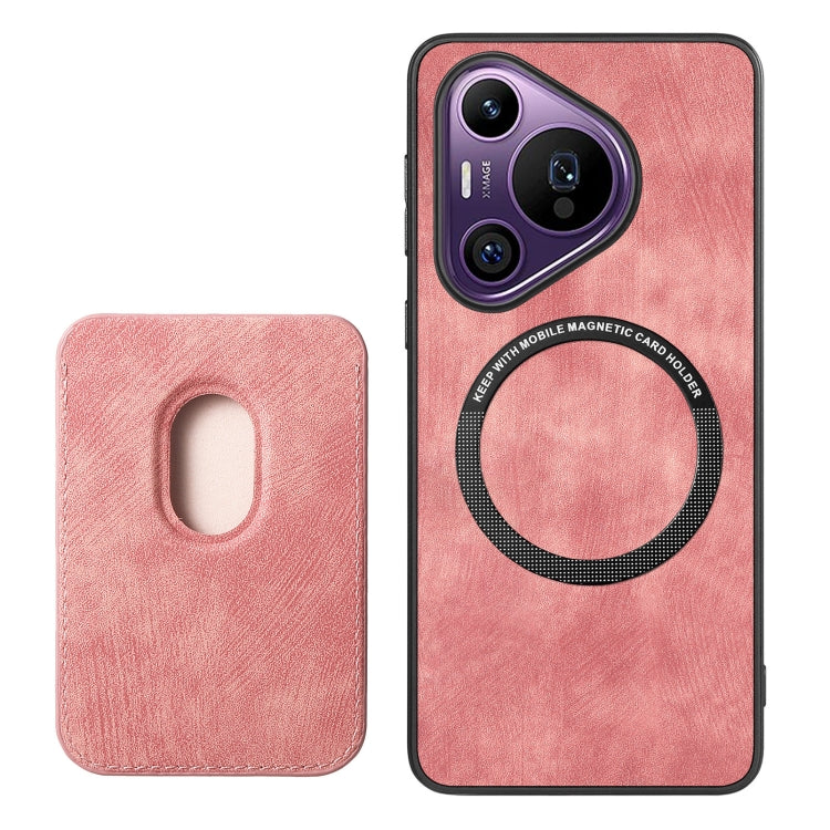 For Huawei Pura 70 Pro+ Retro Leather Card Bag Magnetic Phone Case(Pink)