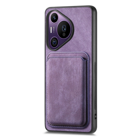For Huawei Pura 70 Pro+ Retro Leather Card Bag Magnetic Phone Case(Purple)