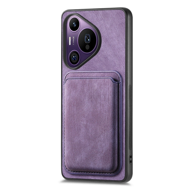 For Huawei Pura 70 Pro+ Retro Leather Card Bag Magnetic Phone Case(Purple)