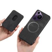 For Huawei Pura 70 Pro+ Retro Leather Card Bag Magnetic Phone Case(Black)